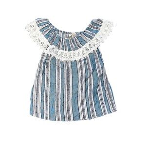 Angie Girls White Lace Crochet Blue Tank Blouse Large NWT